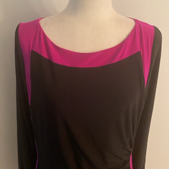 Ralph Lauren NWT size 16 shirred side black /pink dress - Picture 2 of 10